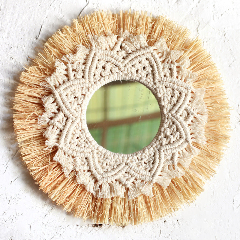 Boho Raffia Wall Mirror