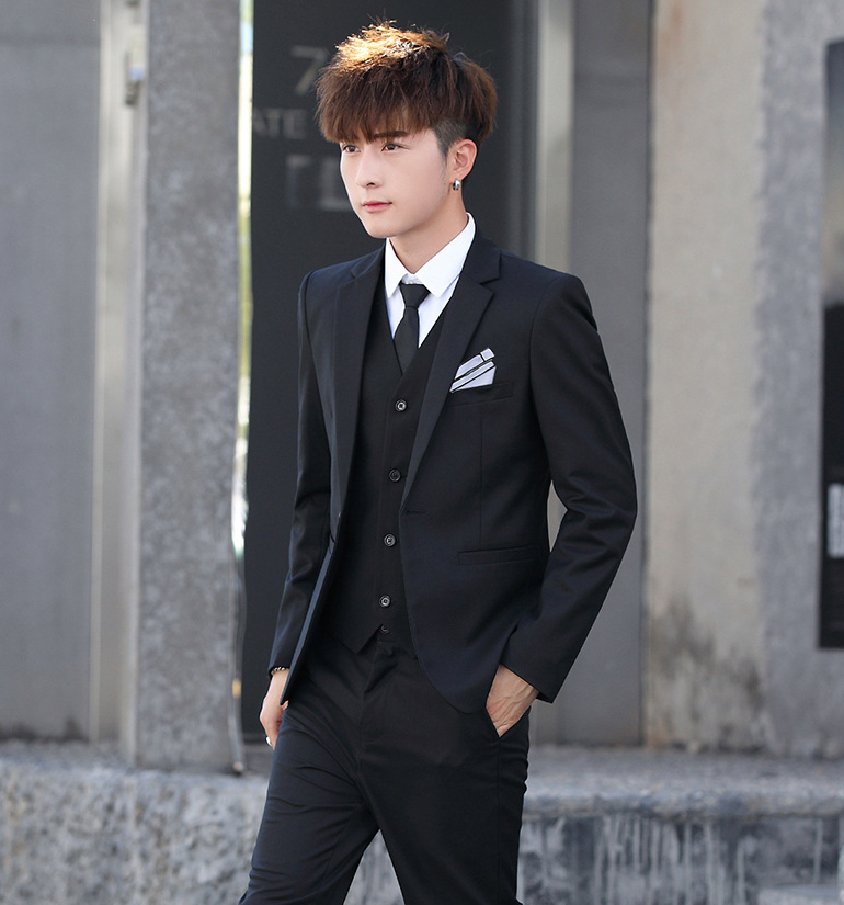 Men's Three-Piece Korean Style Groomsmen Suits