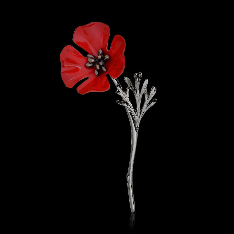 Red flower brooch
