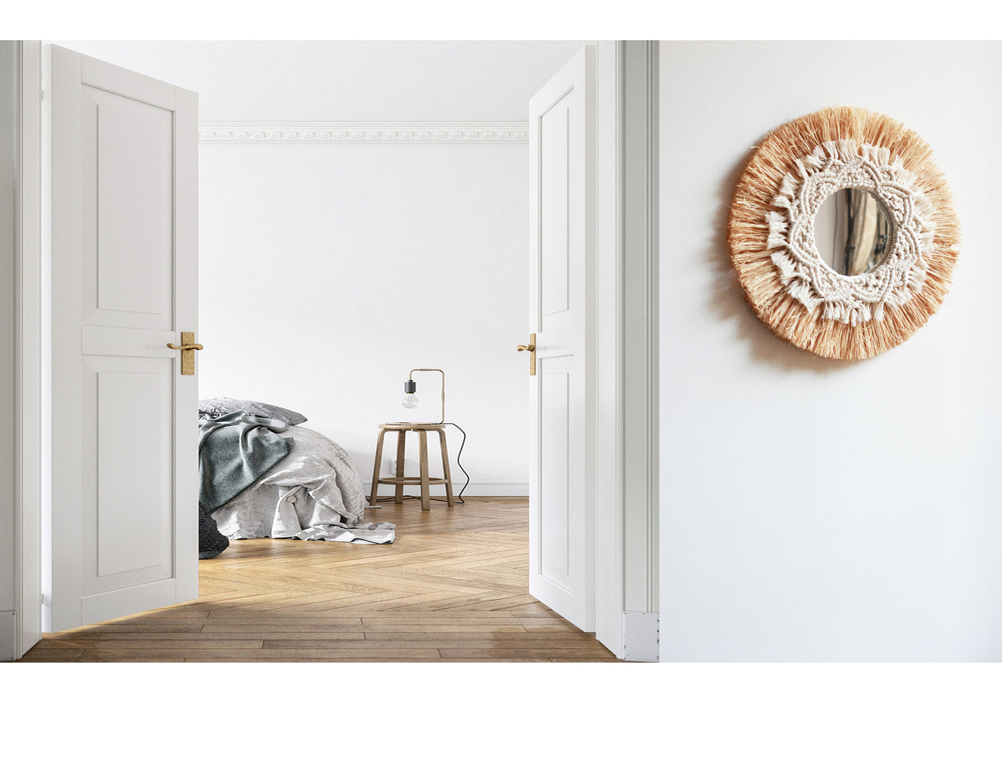 Boho Raffia Wall Mirror