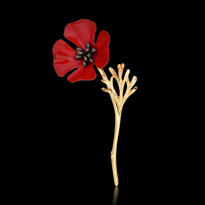 Red flower brooch