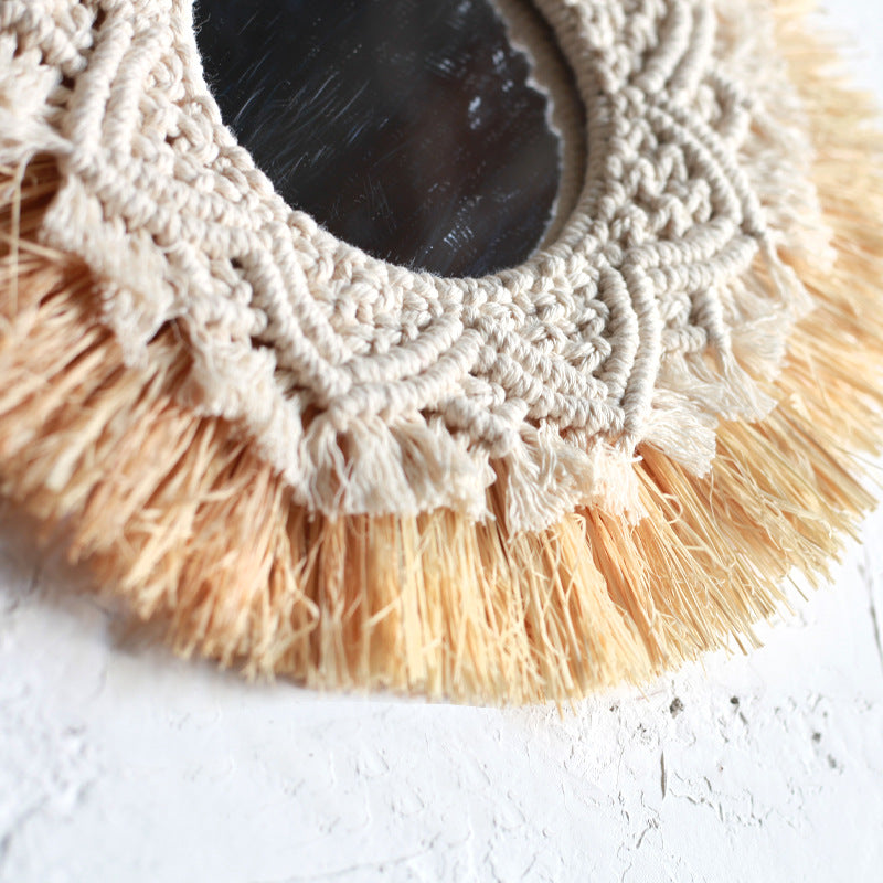 Boho Raffia Wall Mirror