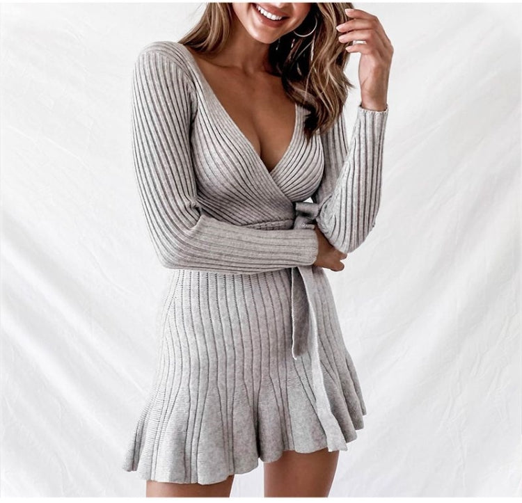 Sexy V Neck Knitted Dress
