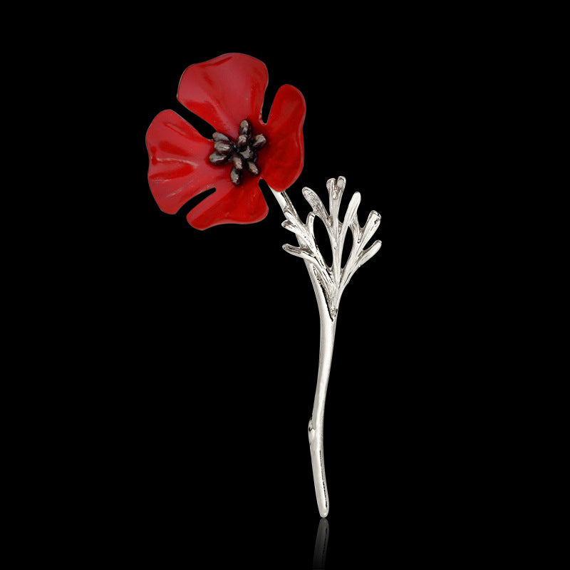 Red flower brooch