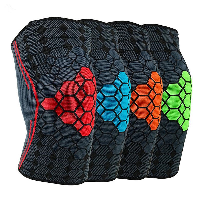 Sports knee pads color nylon jacquard knitted leggings