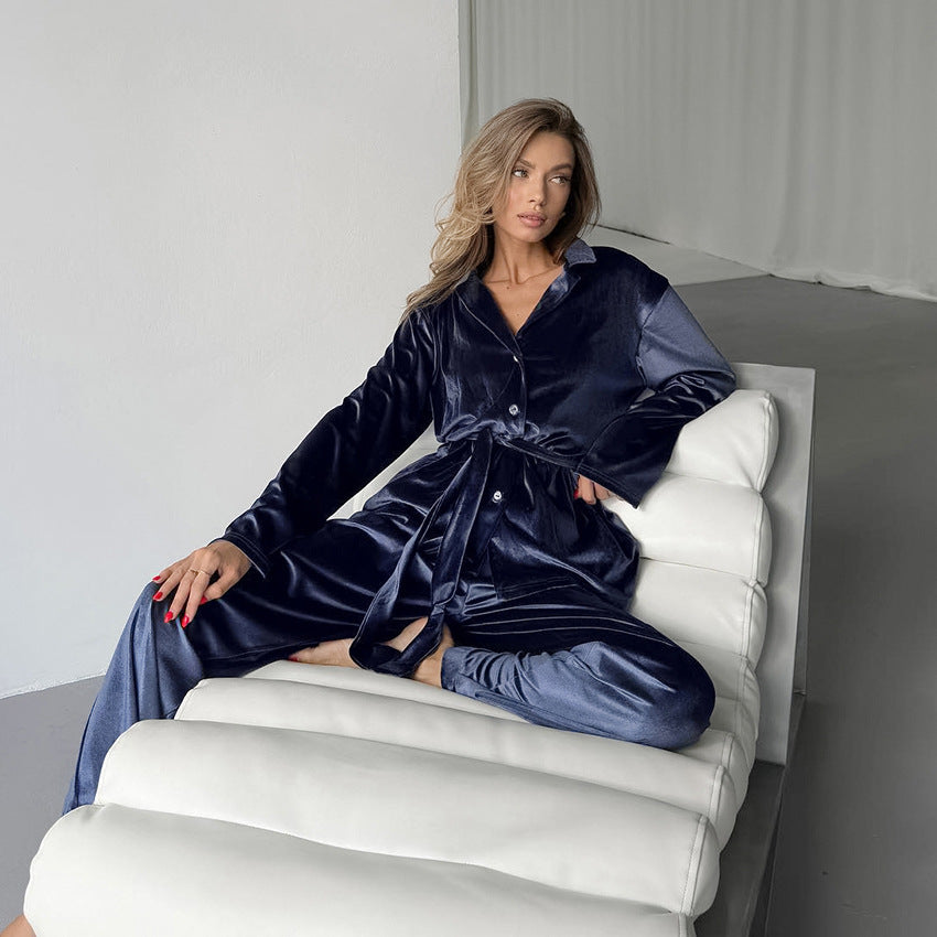 European And American Soft Long-sleeved Trousers Pajamas Suit