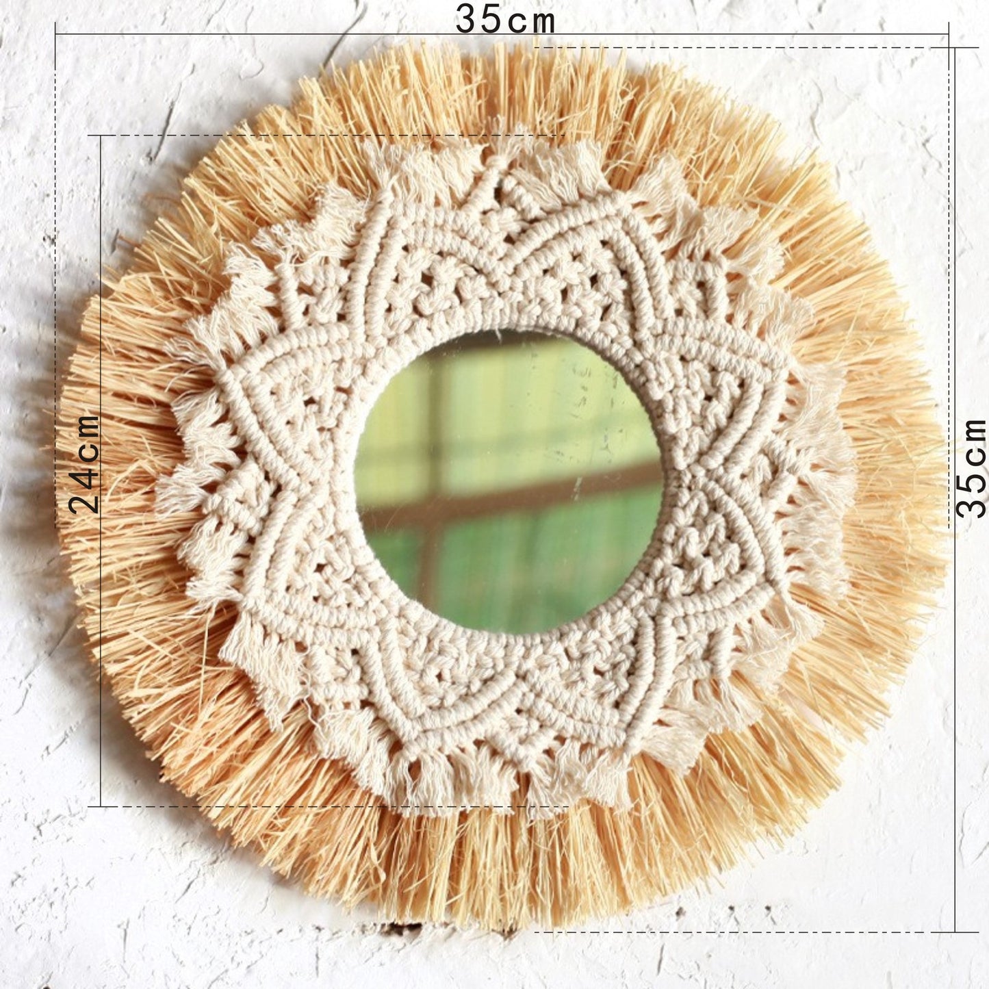 Boho Raffia Wall Mirror