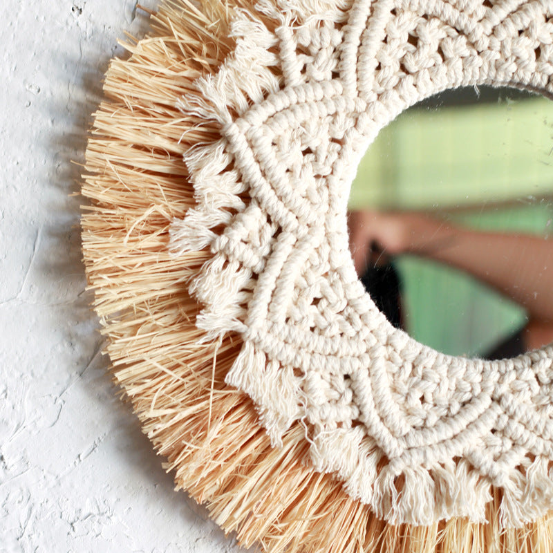 Boho Raffia Wall Mirror