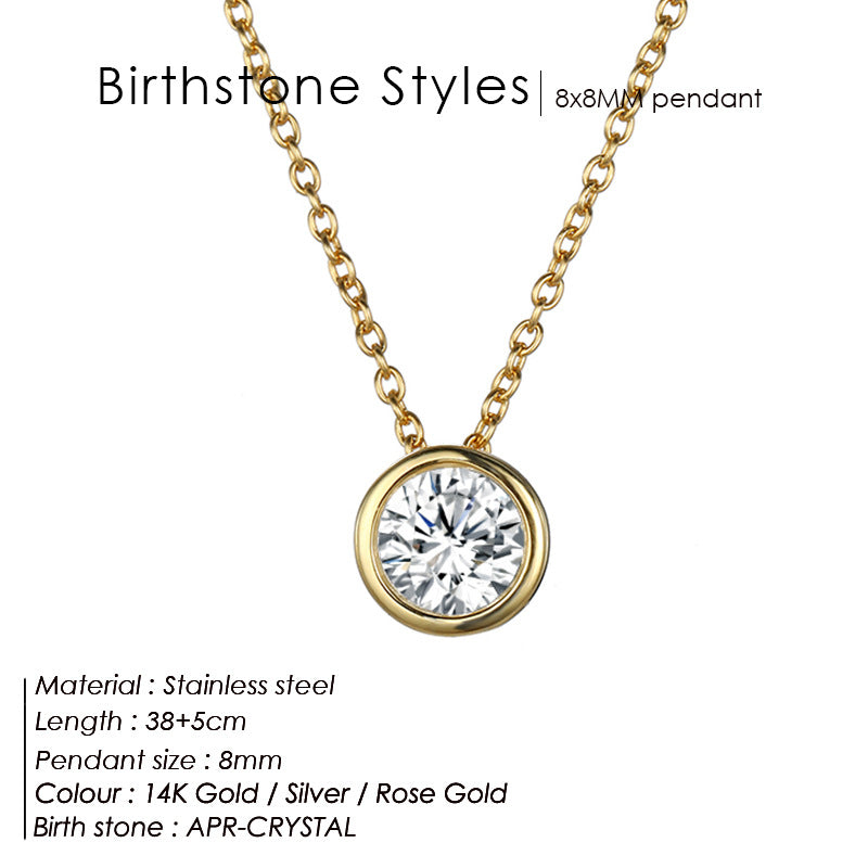 Single December Rhinestone Necklace Women's Short
