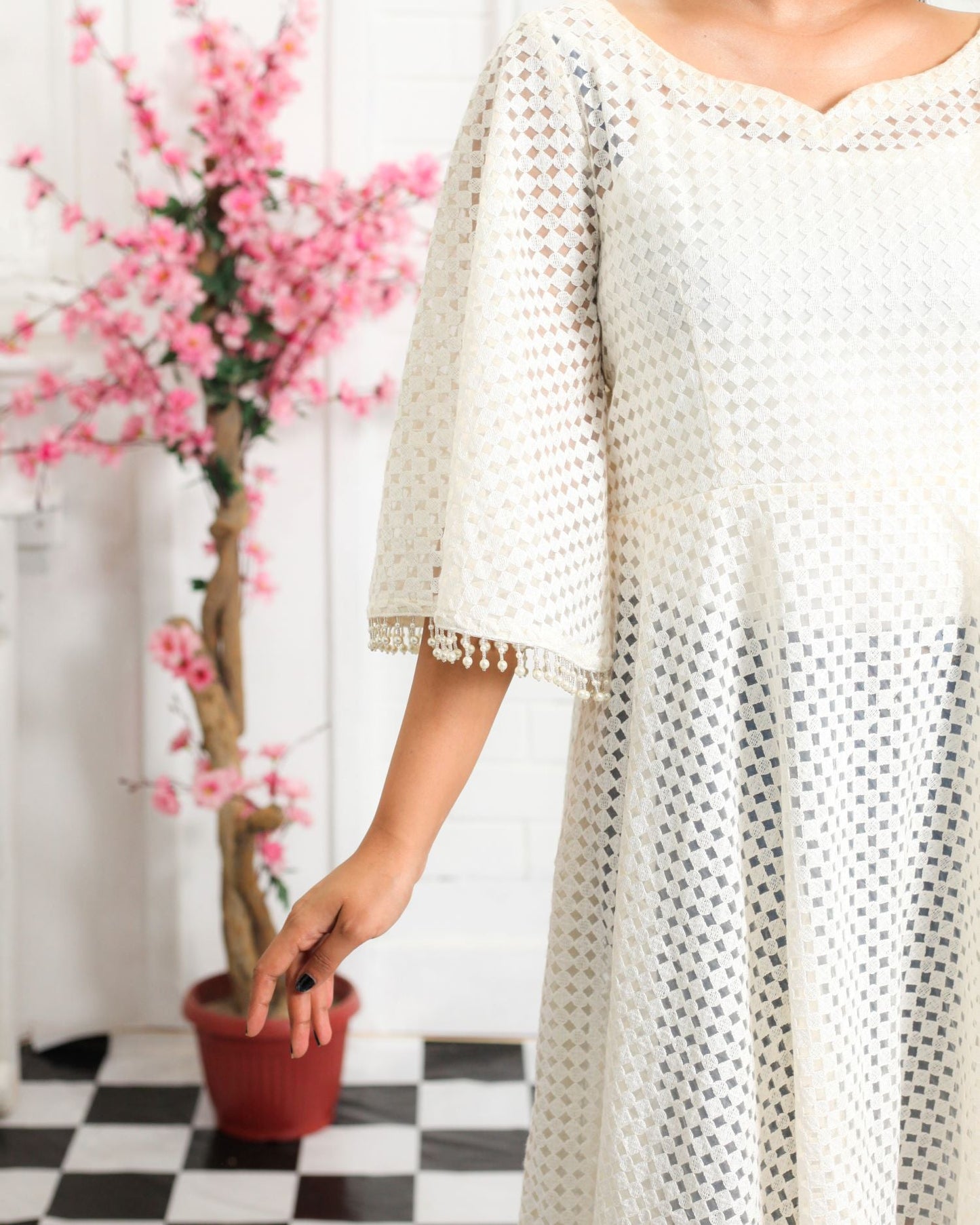 Chicken Kari Umbrella Frock with Bell Sleeves