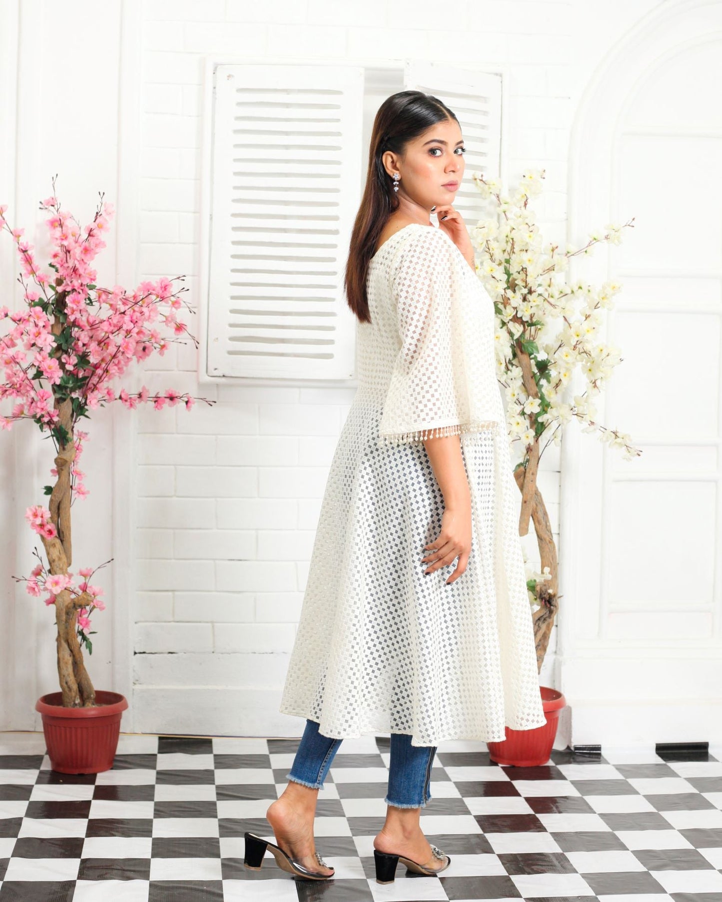 Chicken Kari Umbrella Frock with Bell Sleeves