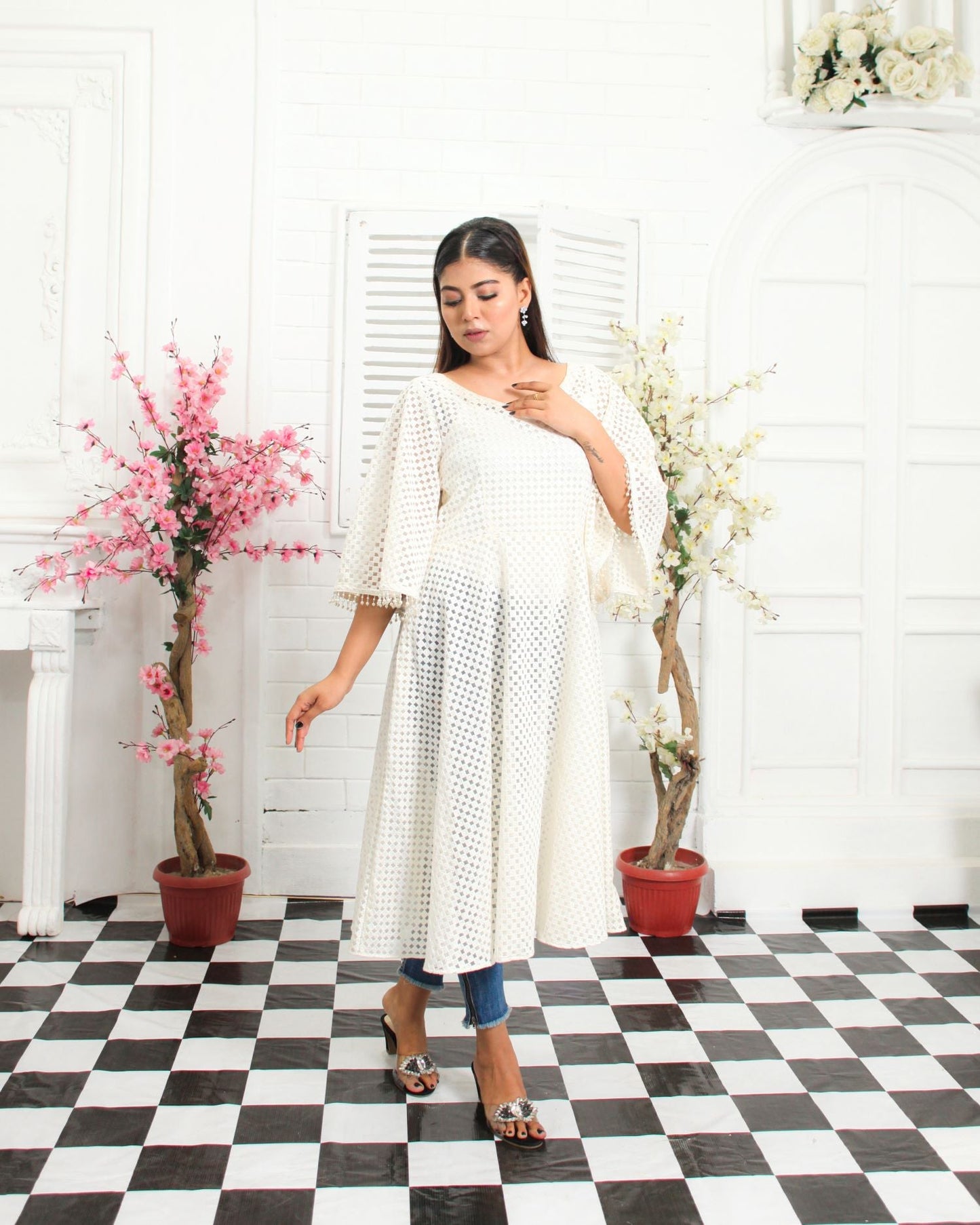 Chicken Kari Umbrella Frock with Bell Sleeves
