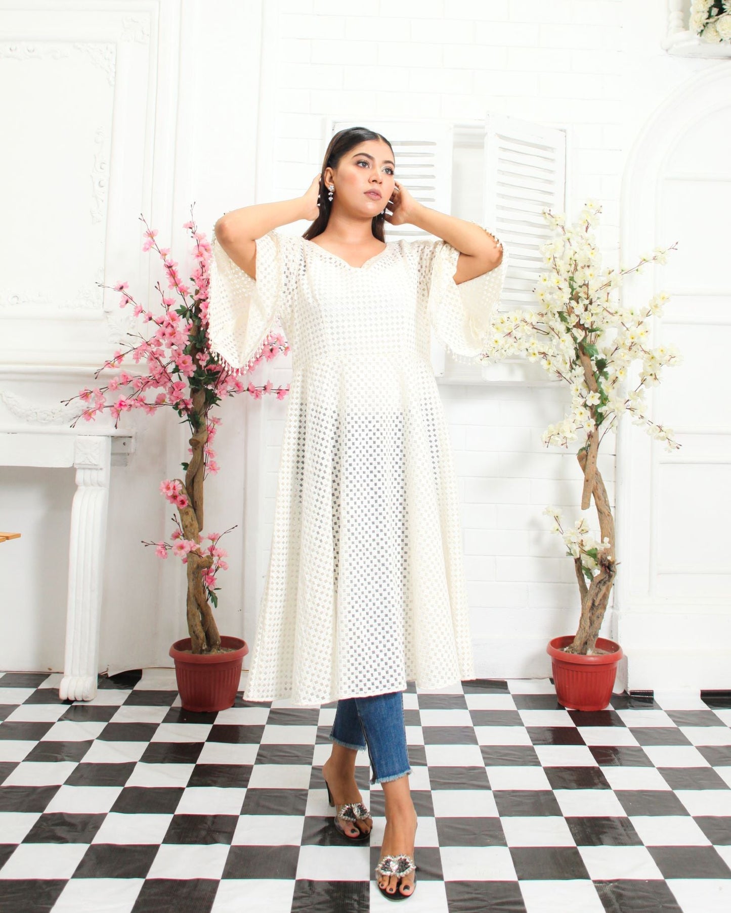 Chicken Kari Umbrella Frock with Bell Sleeves