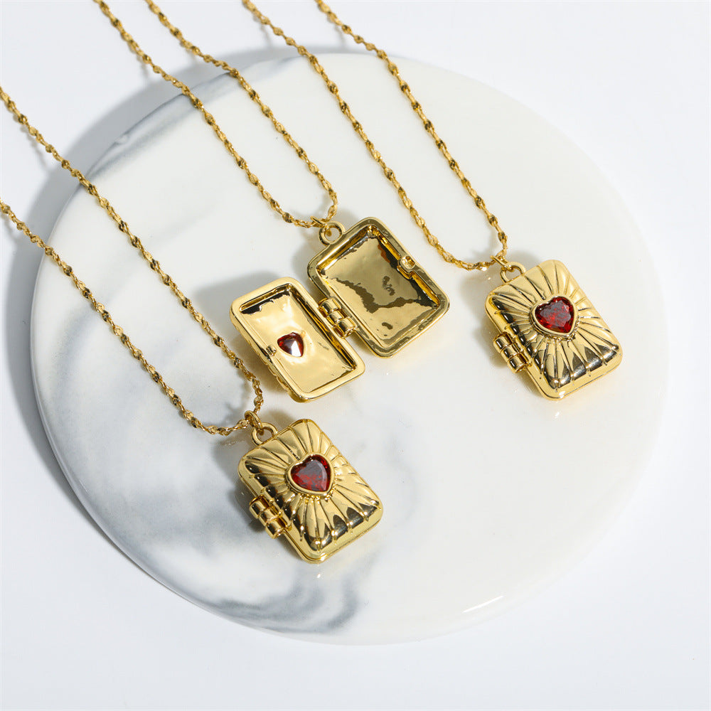 Zircon Album Box Necklace