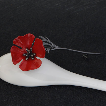 Red flower brooch