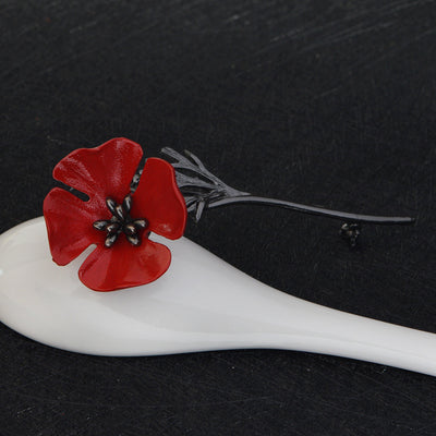 Red flower brooch