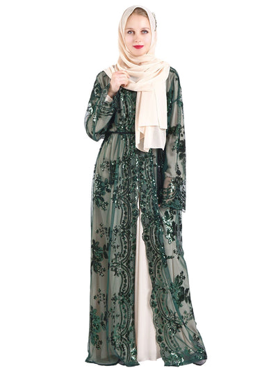 Women Short Sleeve Printed Flower  Ladies Long Dresses