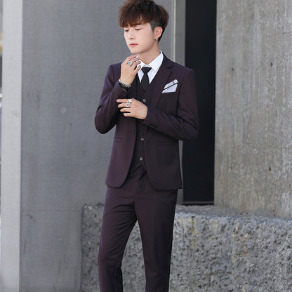 Men's Three-Piece Korean Style Groomsmen Suits