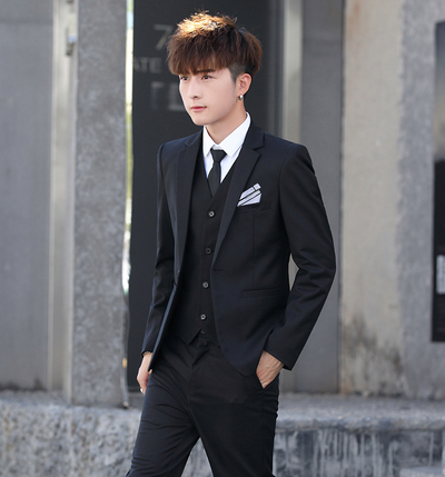 Men's Three-Piece Korean Style Groomsmen Suits