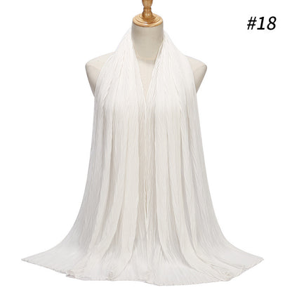 New Pearl Chiffon Pleated Hijab Scarf Cape