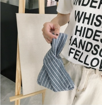 Grab-N-Go Linen Wristlet Hand Bags - Coffee Stripes