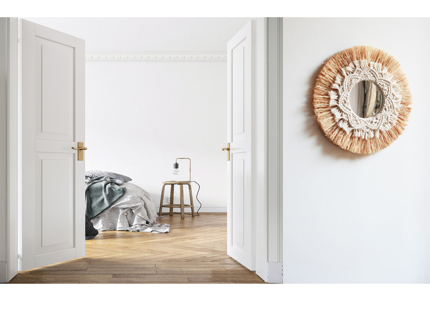 Boho Raffia Wall Mirror