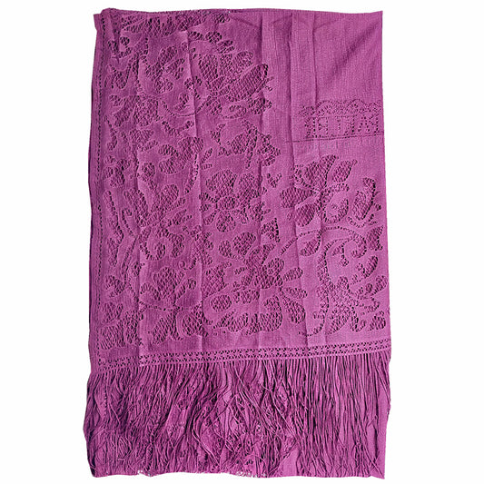 Scarf Hijab Solid Color Lace Hollow Tassel