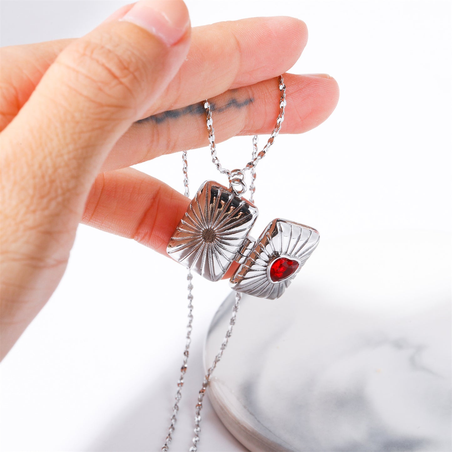 Zircon Album Box Necklace