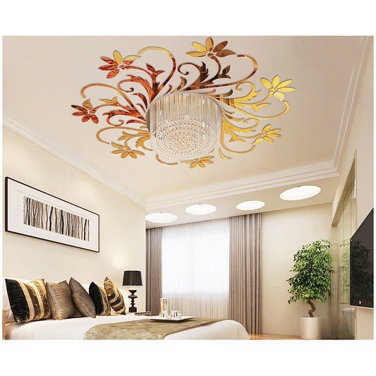 Living Room Ceiling Mirror Wall Sticker