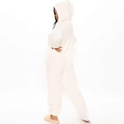Women's Autumn And Winter Plush One-piece Pajamas