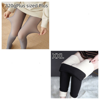 Fleece-lined Thickened Sheer Tights Leggings Transparent One-piece Pantyhose Superb Fleshcolor Pantynose