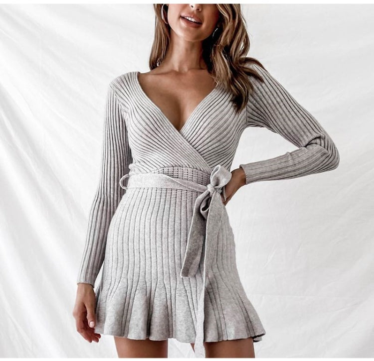 Sexy V Neck Knitted Dress