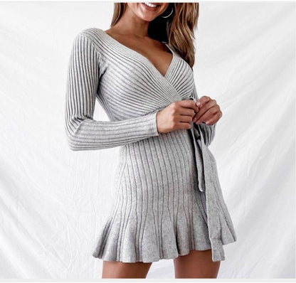 Sexy V Neck Knitted Dress