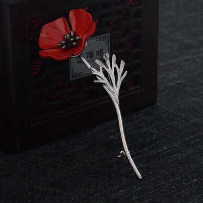 Red flower brooch