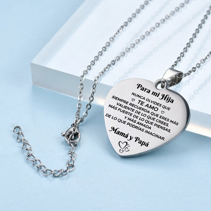 Stainless Steel Love Pendant Family Inspirational Necklace