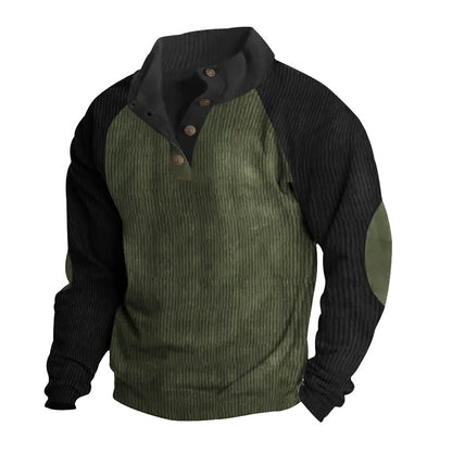 Loose Corduroy Color Matching Sports Sweater