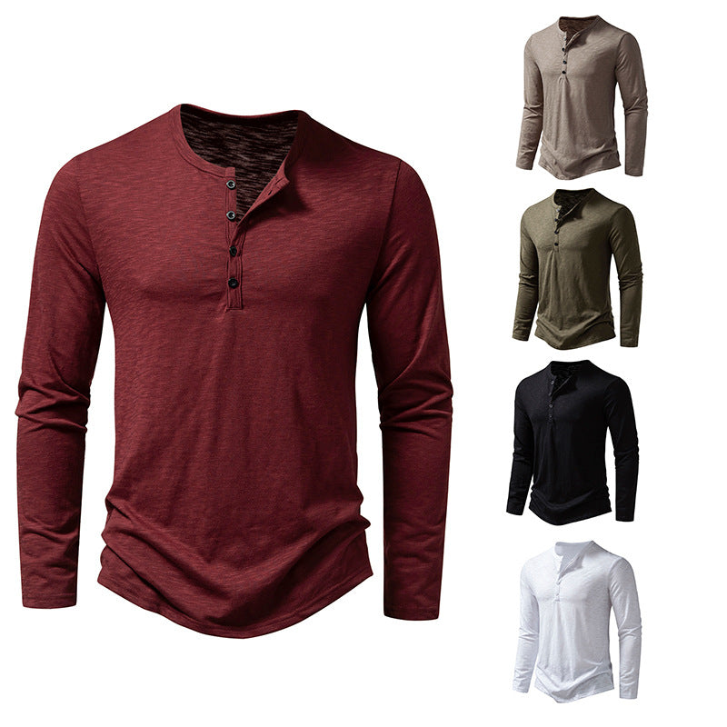Button Henry Collar T-shirt