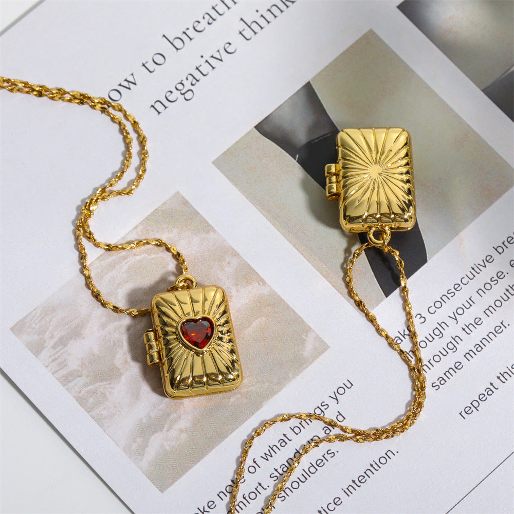 Zircon Album Box Necklace