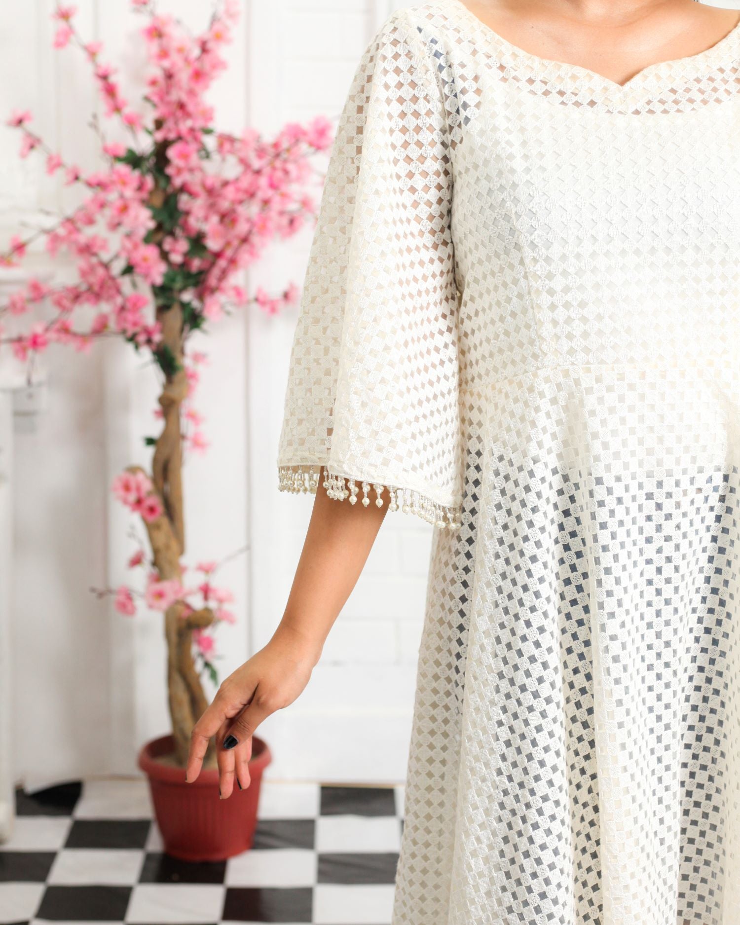 Chicken Kari Umbrella Frock with Bell Sleeves