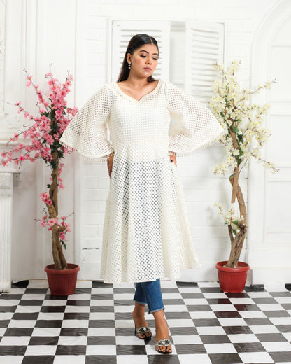 Chicken Kari Umbrella Frock with Bell Sleeves