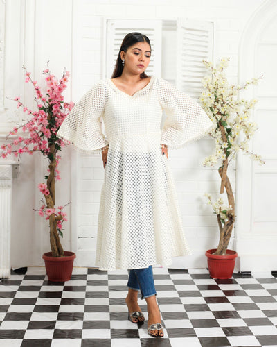 Chicken Kari Umbrella Frock with Bell Sleeves
