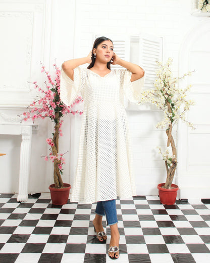 Chicken Kari Umbrella Frock with Bell Sleeves