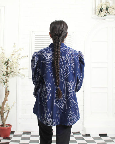 Blue Berry Shirt | Leg of Mutton Sleeve with Front Pleats