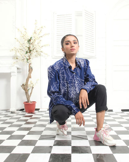 Blue Berry Shirt | Leg of Mutton Sleeve with Front Pleats