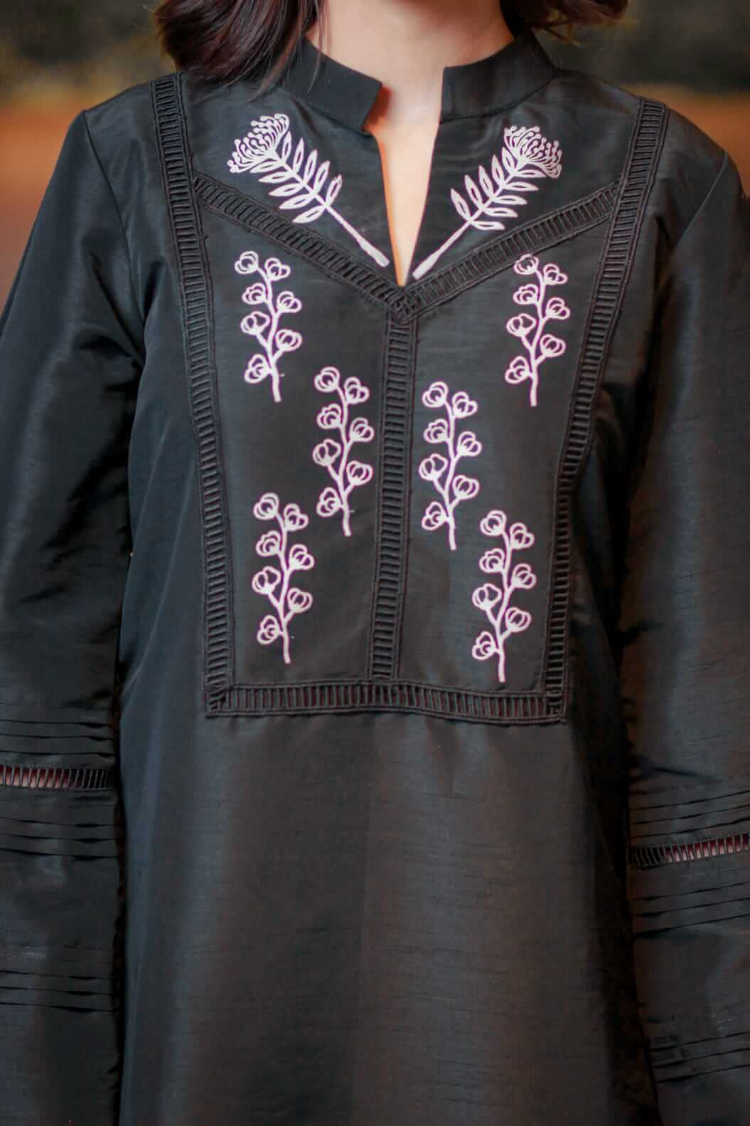 Block Print Raw Silk Suit