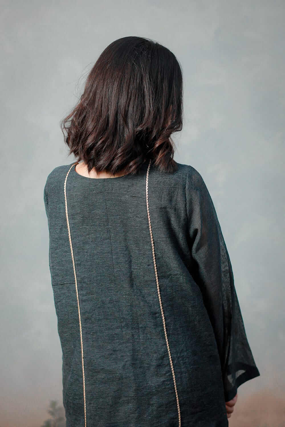 Cotton Net Khadi Panel Dress